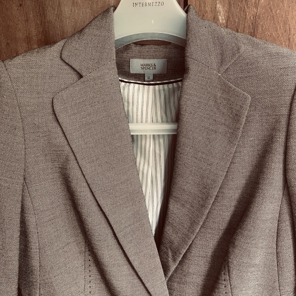 Marks and Spencer Black Beige Herringbone Blazer Jacket Single Breasted 8 (UK12 - Picture 4 of 17